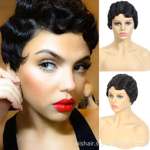 Raw Indian hair products Kenya shop online short mommy wig deep curly human hair wig sewing machine made wig for black women